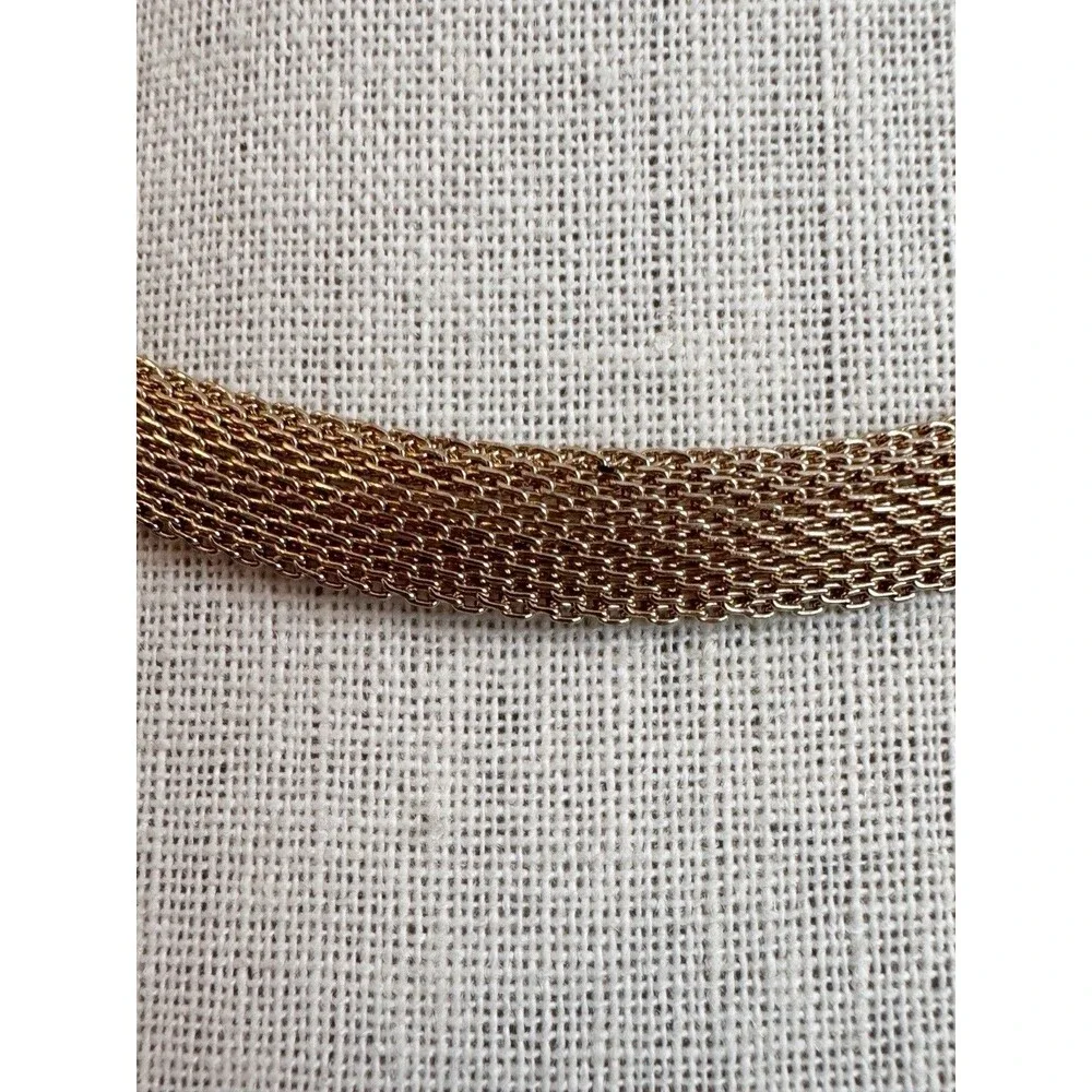 Gold Tone Mesh Collar Necklace Minimalist